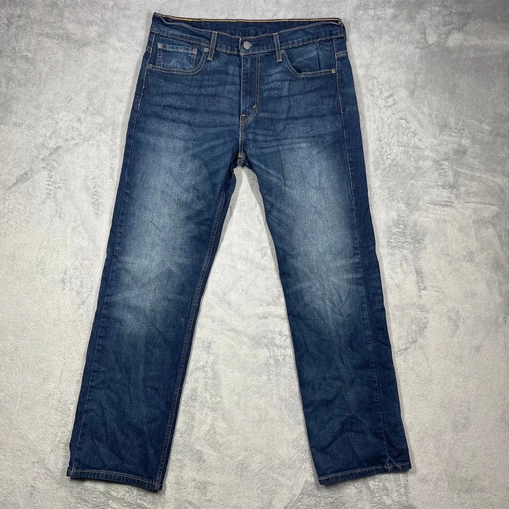 Levi Strauss 569 Jeans Mens 33x32 Blue WaterLess Straight Leg Dark Wash Denim